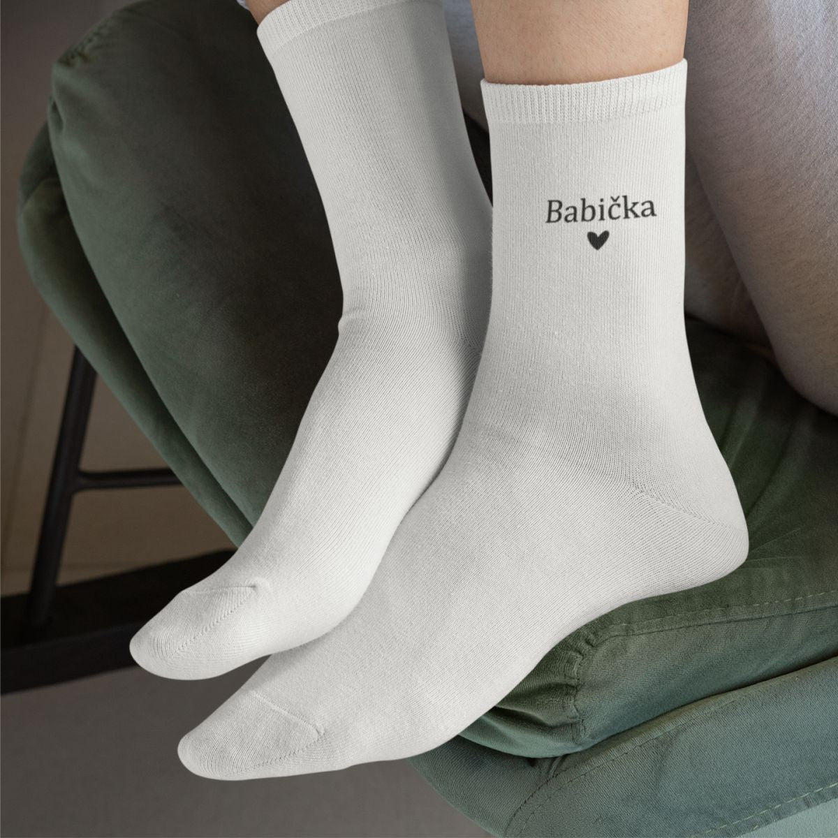 Bílé ponožky "Babička se srdíčkem"