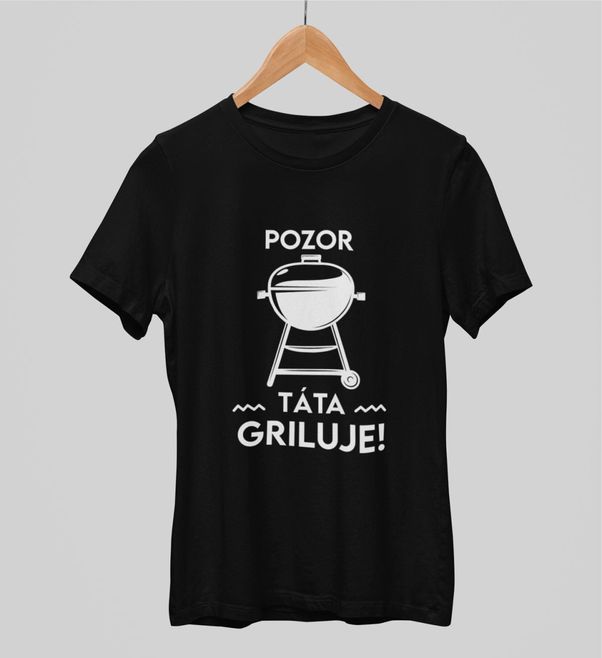 Černé UNISEX tričko "Pozor, táta griluje!"