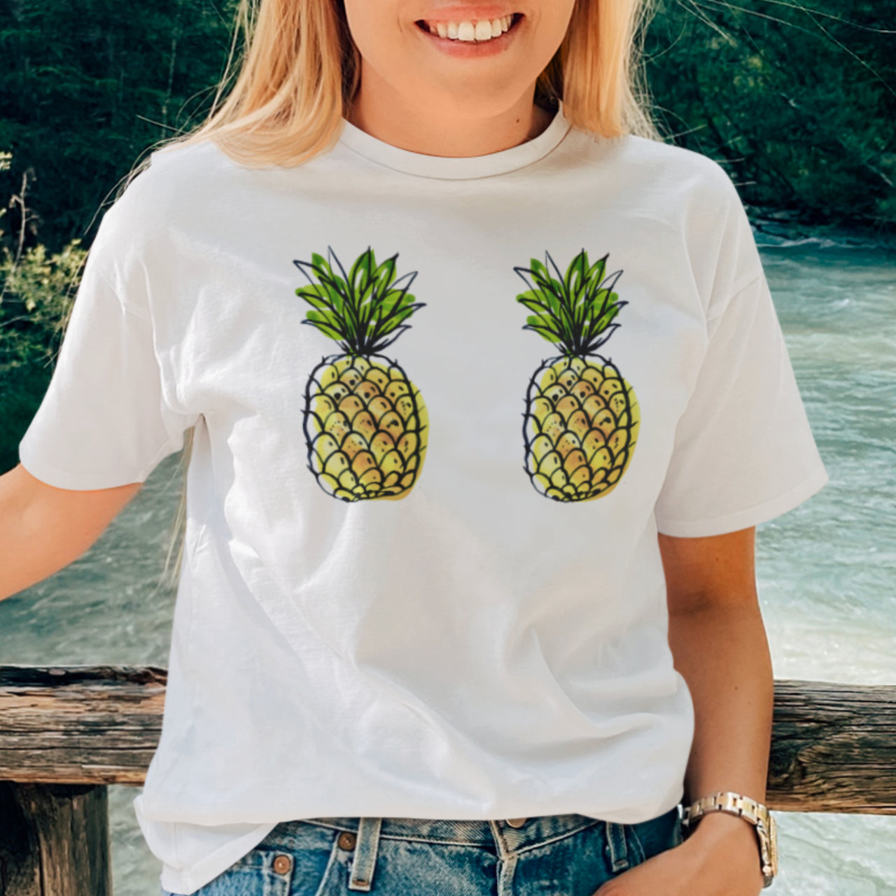 Bílé tričko Ananasy (UNISEX tričko)