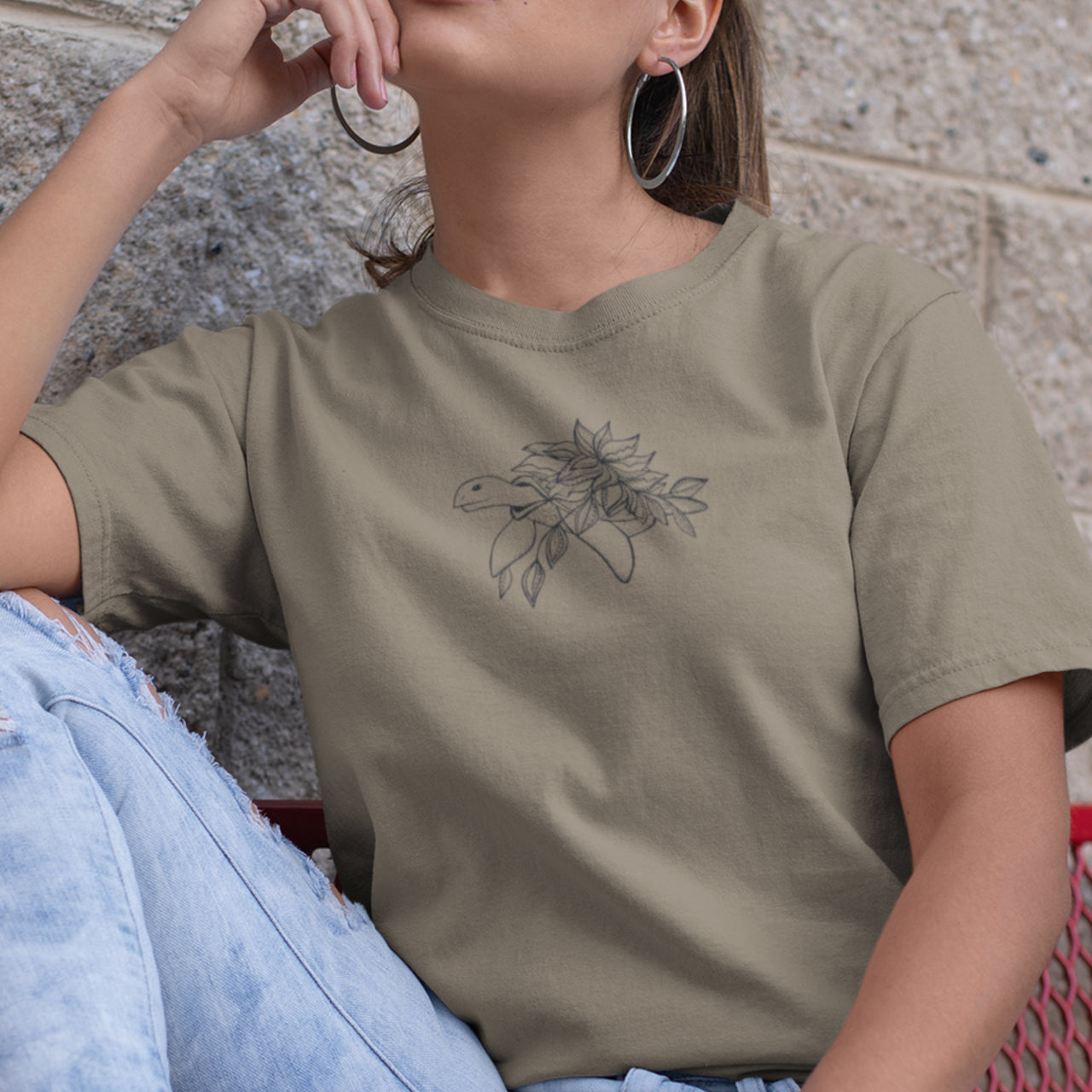 Khaki tričko Želva (UNISEX tričko)