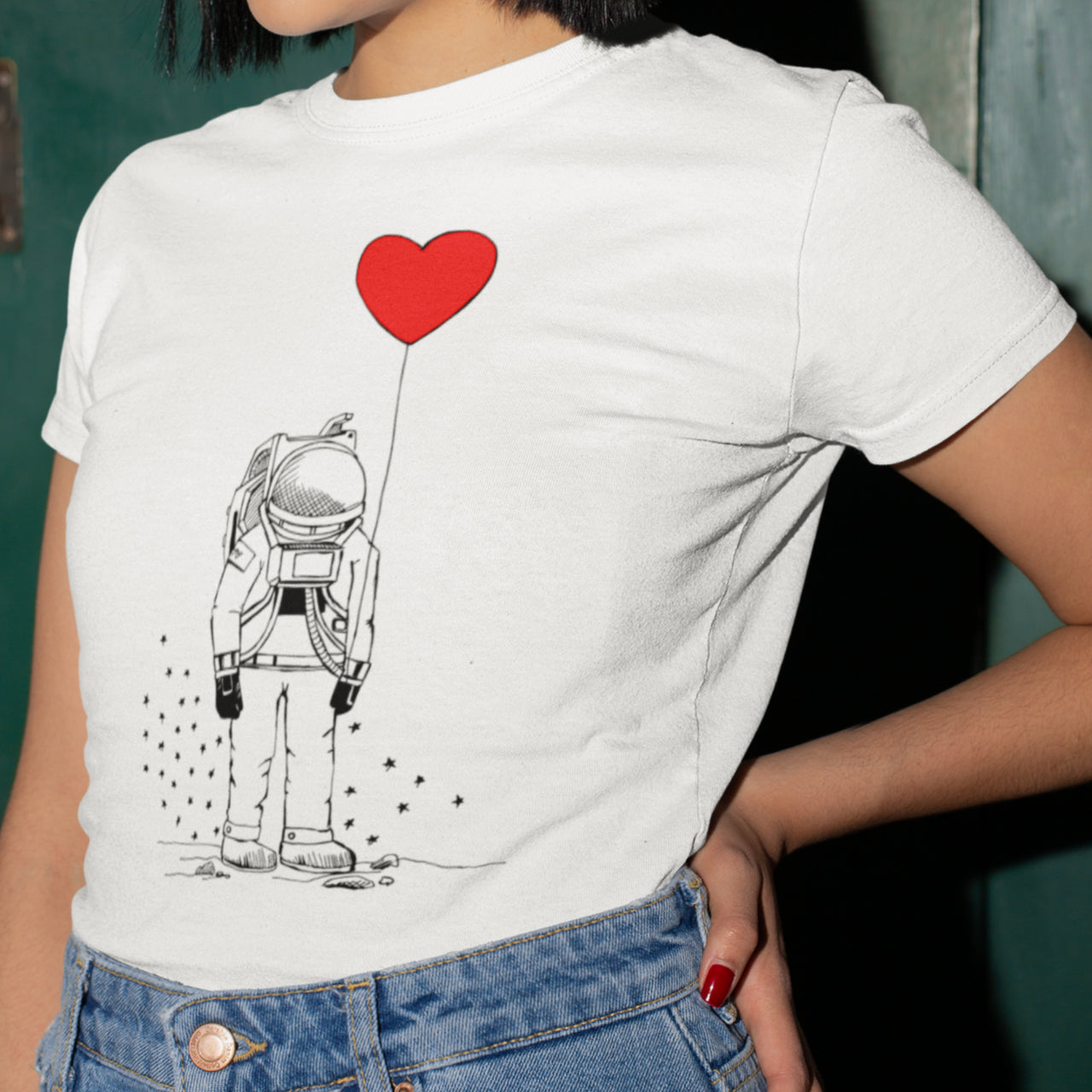 Bílé tričko Kosmonaut se srdcem (UNISEX tričko)