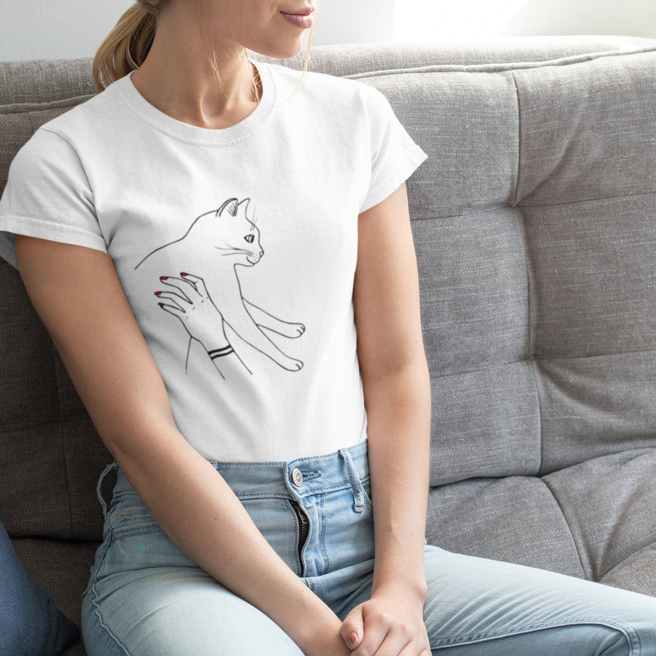 Bílé tričko Kočka (UNISEX tričko)