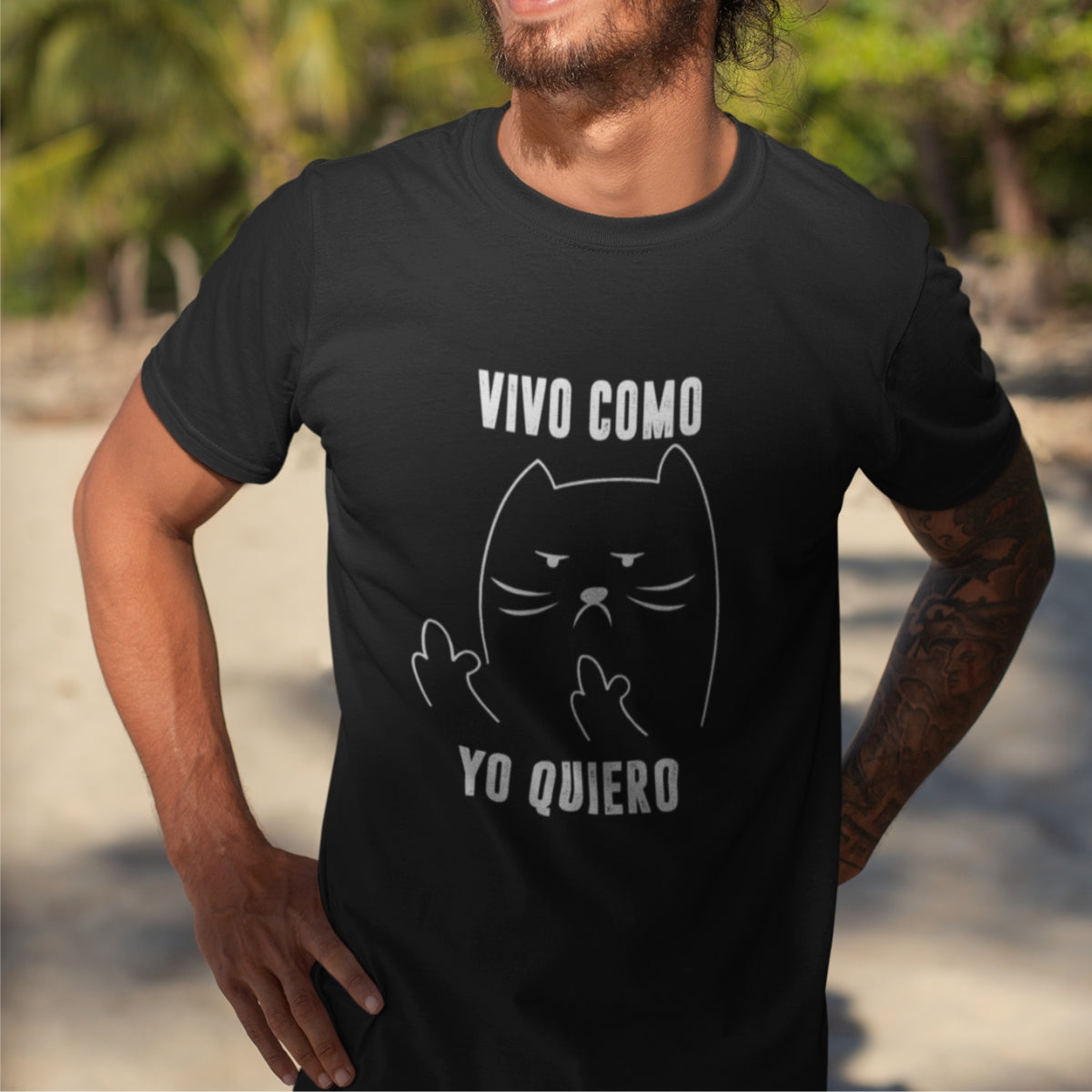 Černé UNISEX tričko Vivo como yo quiero