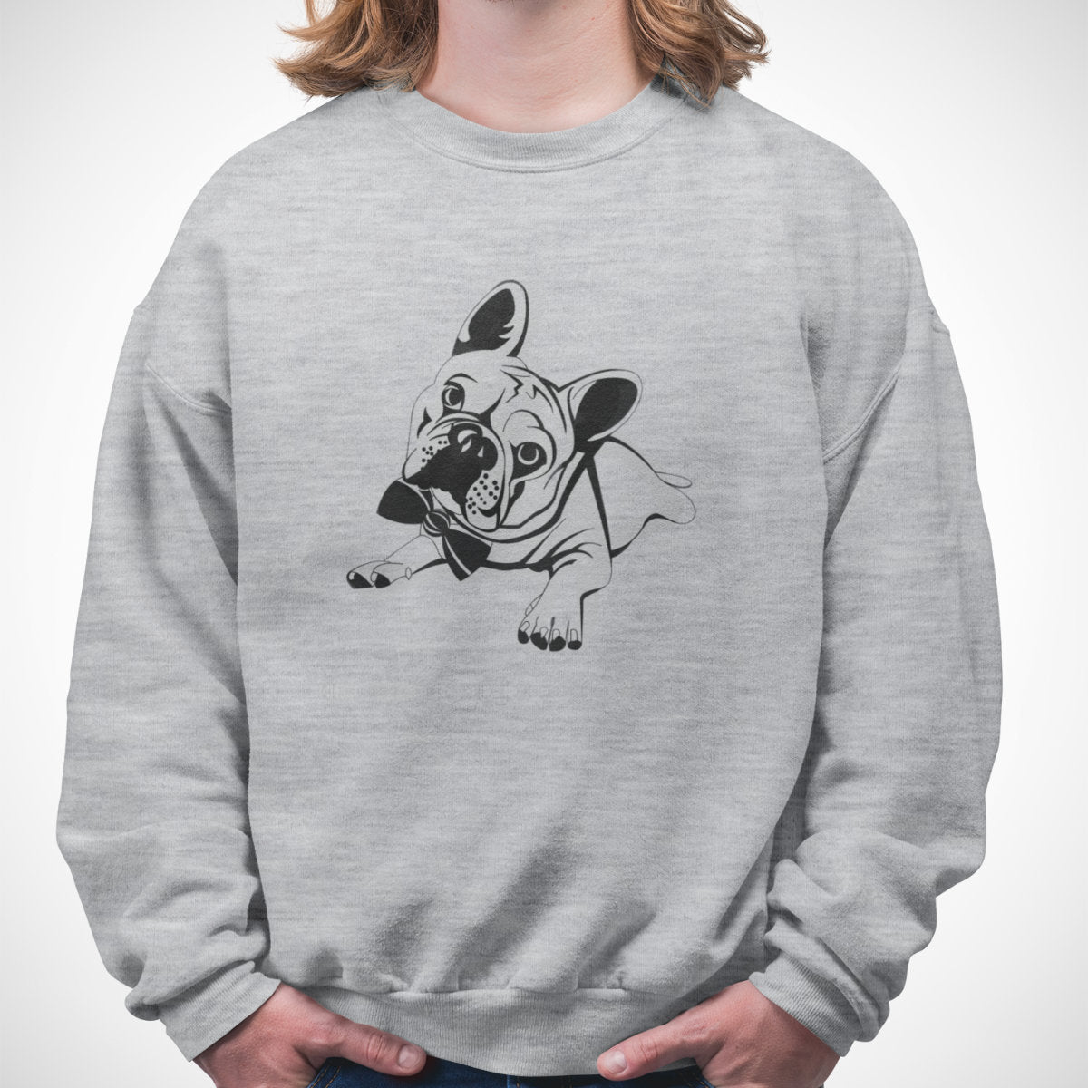 Melange grey Sweatshirt French bulldog