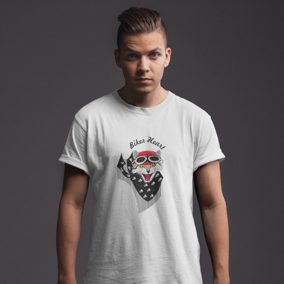 Bílé UNISEX tričko Biker heart