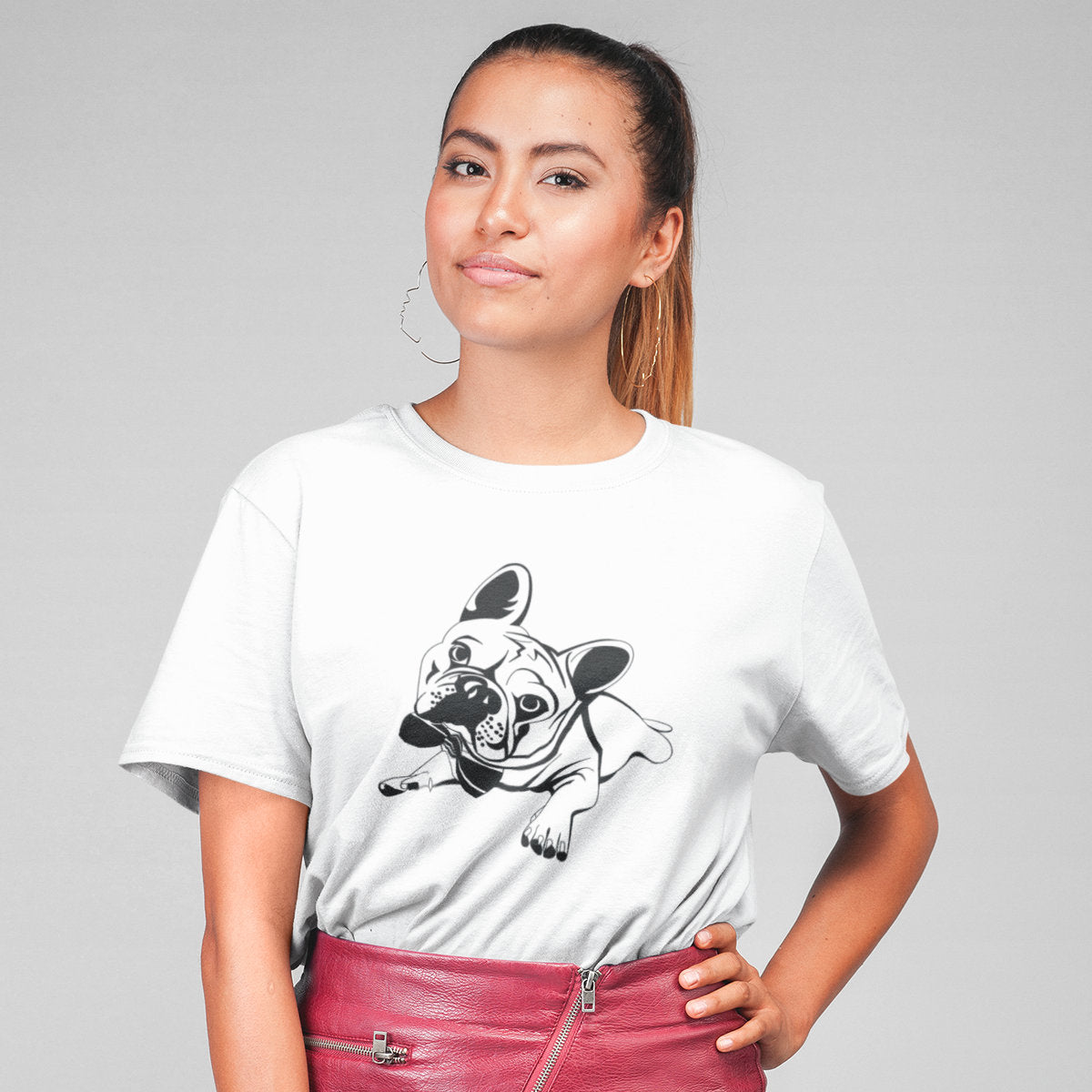 Bílé UNISEX tričko French bulldog
