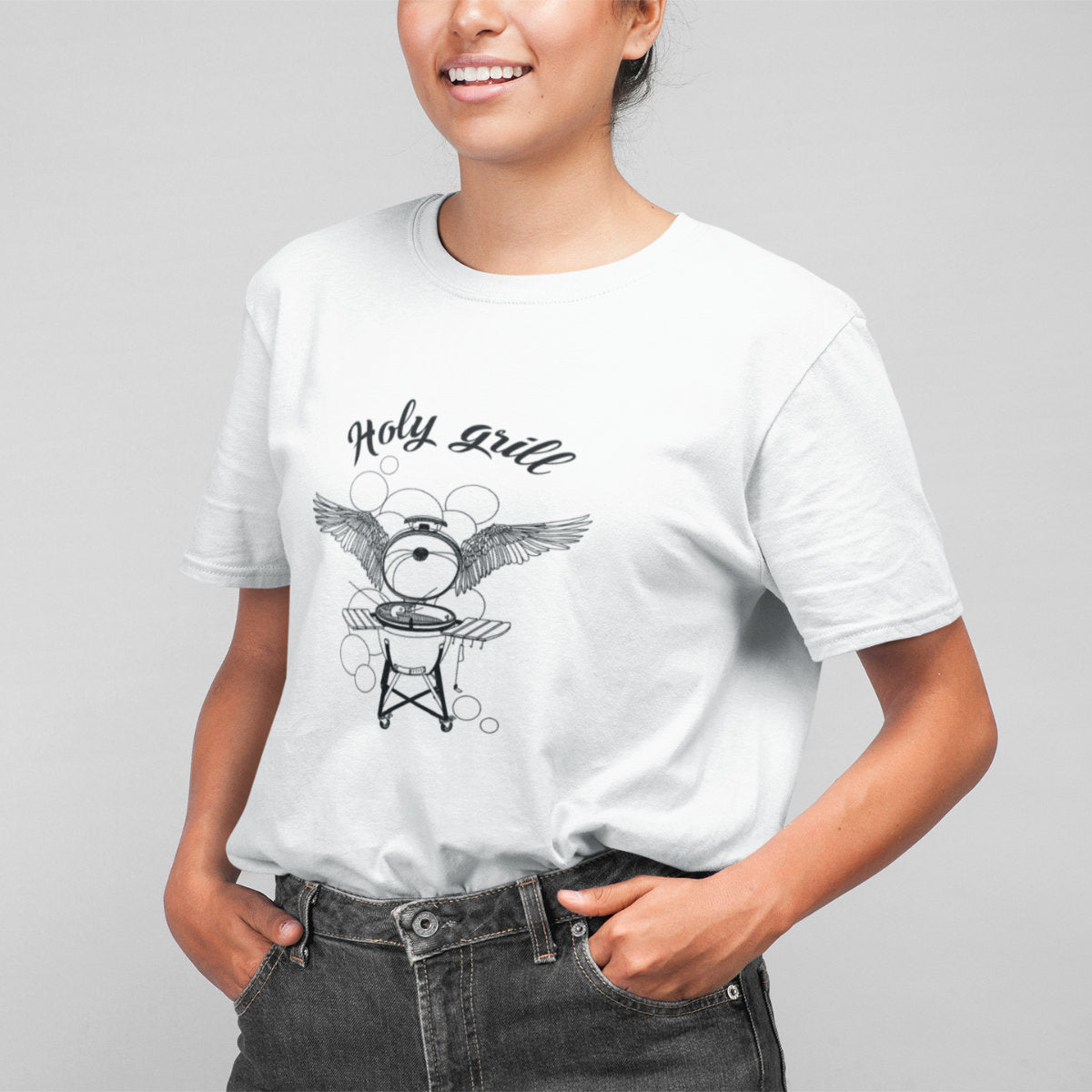 Bílé UNISEX tričko Holy grill