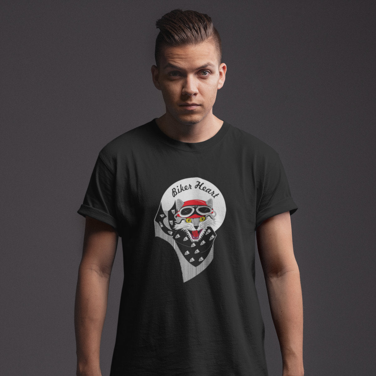 Černé UNISEX tričko Biker heart