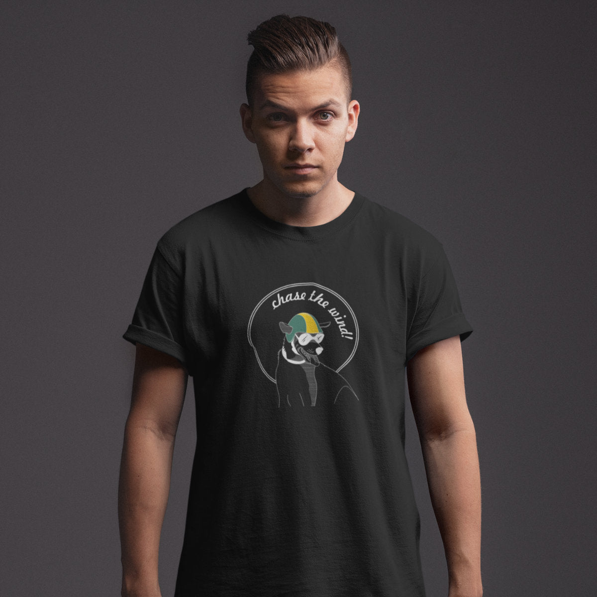 Černé UNISEX tričko Chase the wind