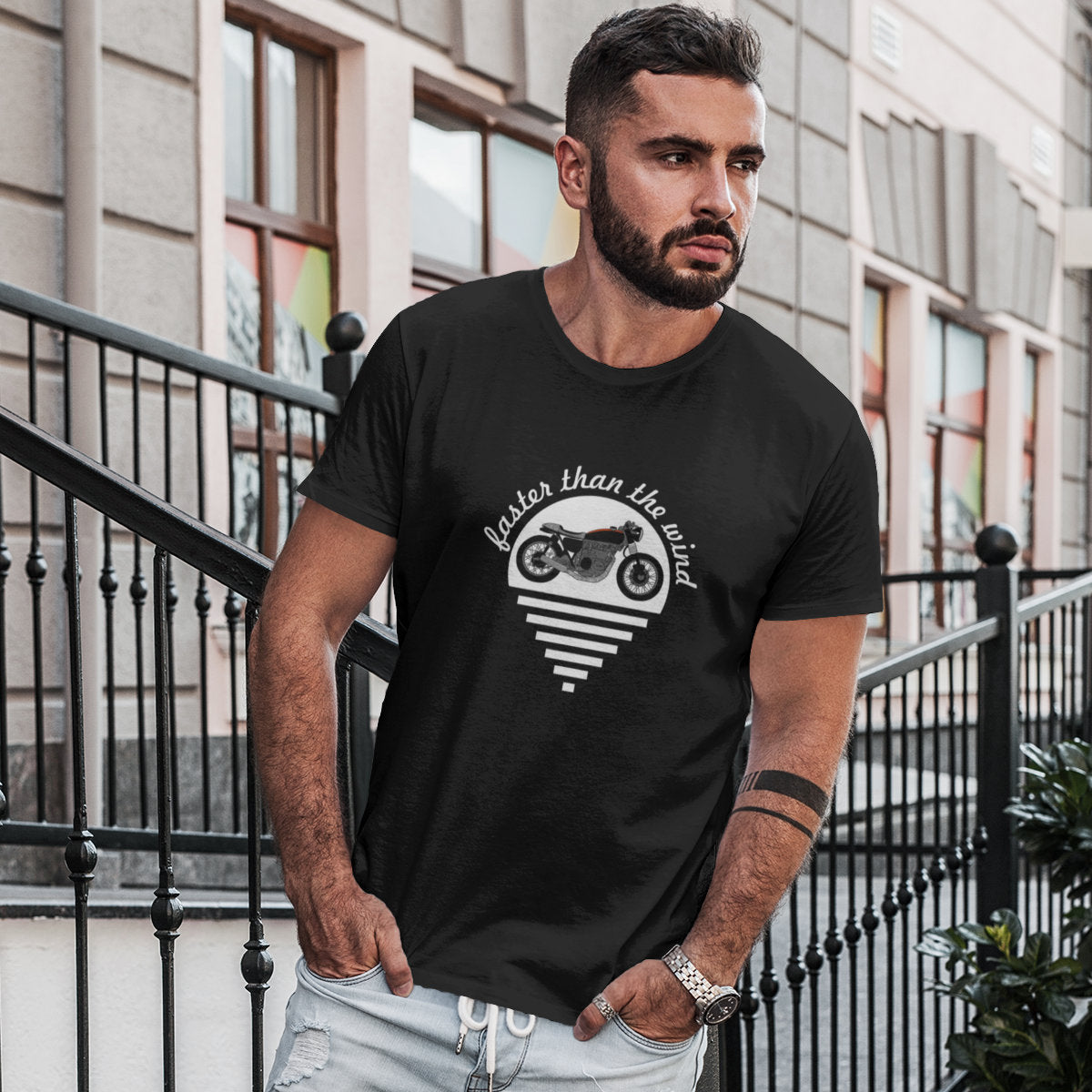 Černé UNISEX tričko Faster than the wind