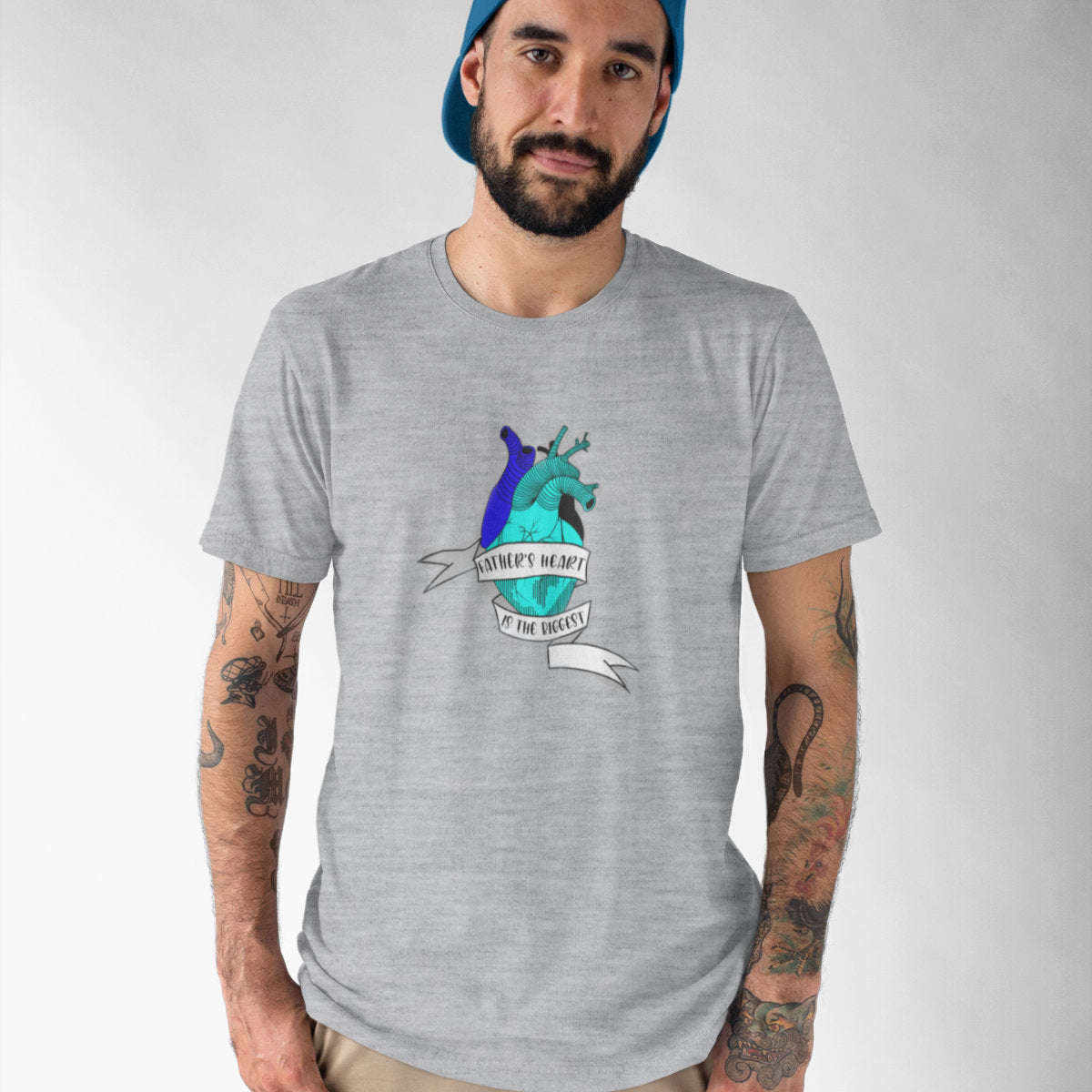 Šedý melír UNISEX tričko The Father's Heart