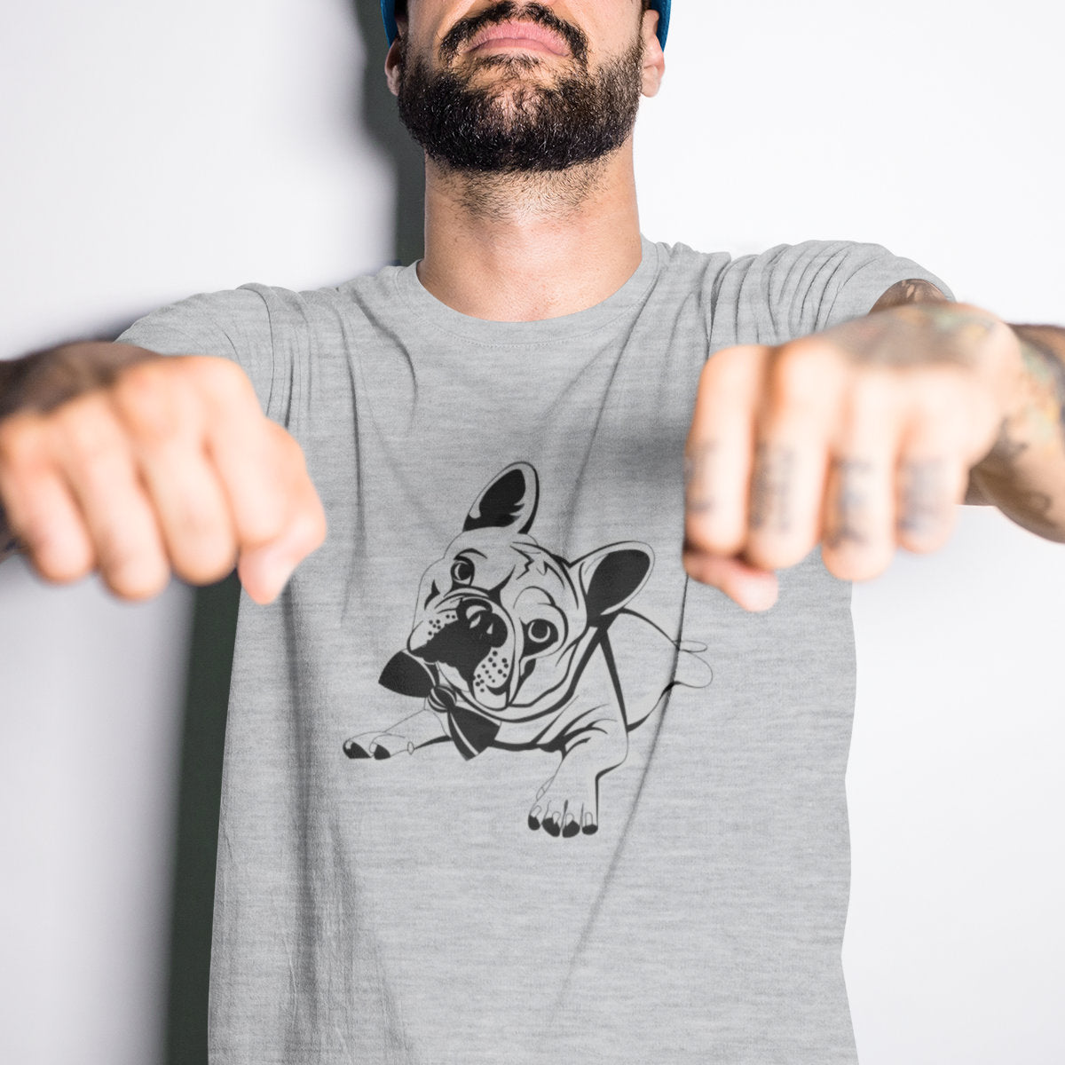 Šedý melír UNISEX tričko French bulldog