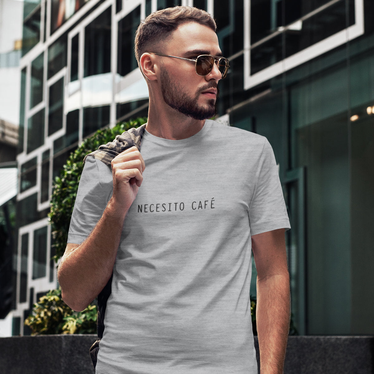 Šedý melír UNISEX tričko I need coffee