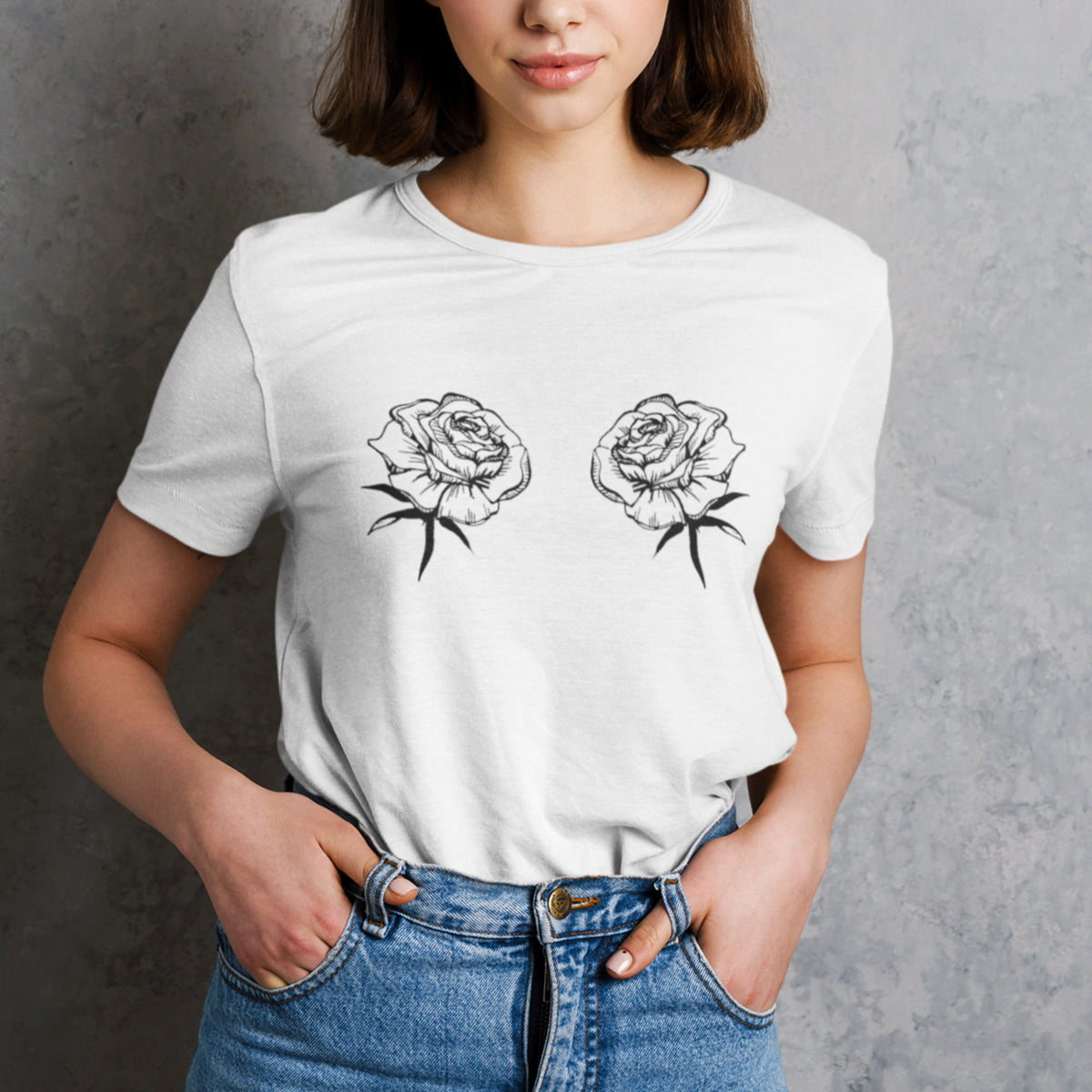Bílé tričko Růže (UNISEX tričko)
