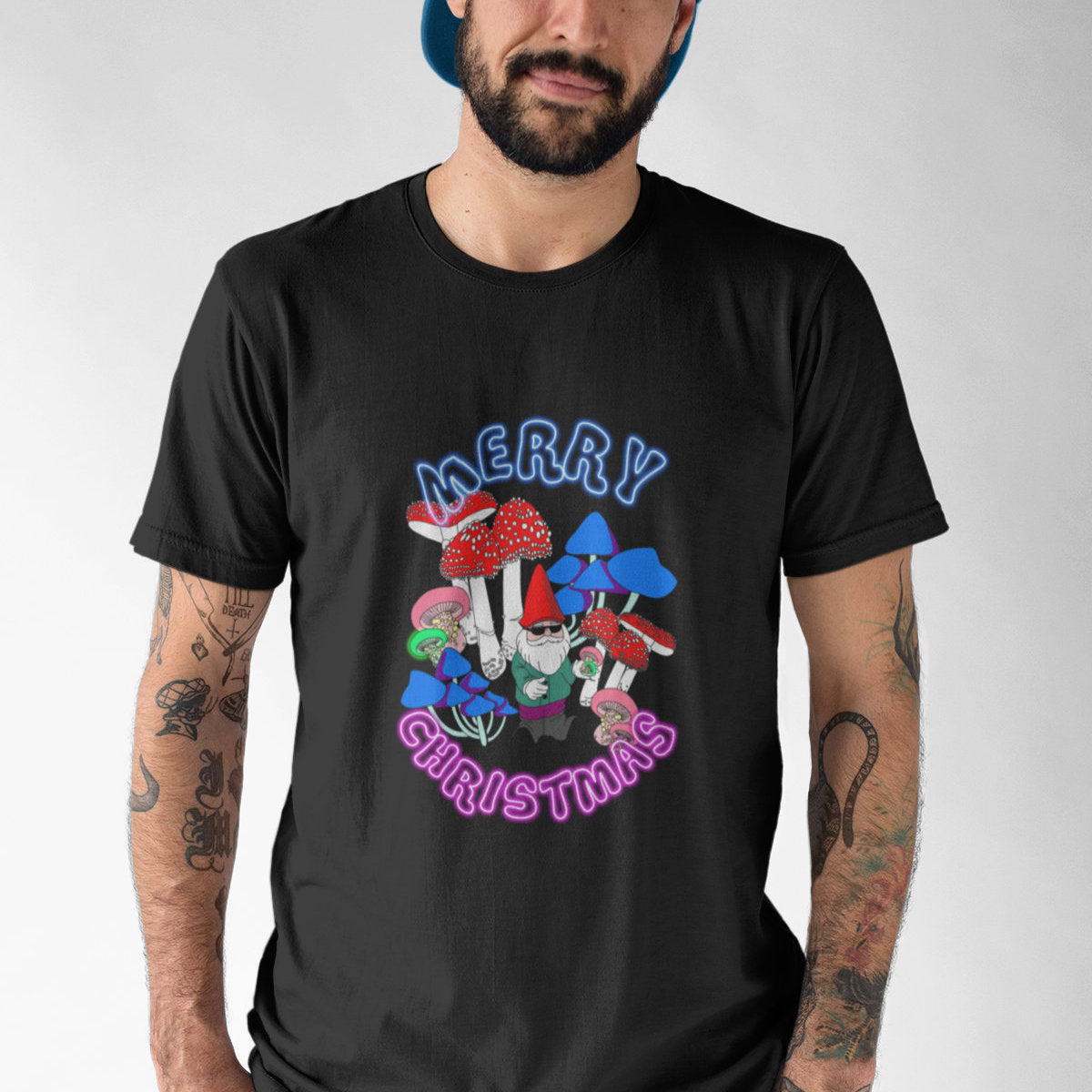 Šedý melír UNISEX tričko Neon Christmas