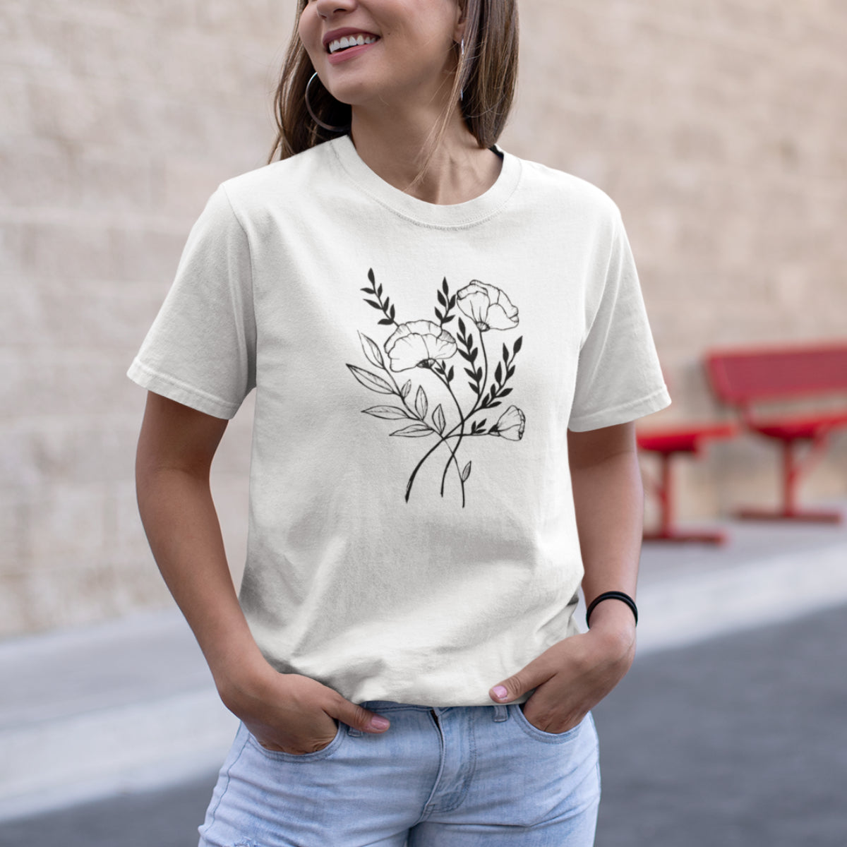 Bílé tričko Tři květiny (UNISEX tričko)