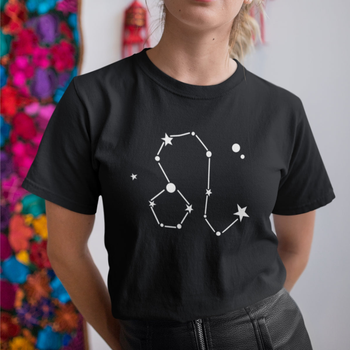 Černé UNISEX tričko Zodiac Leo