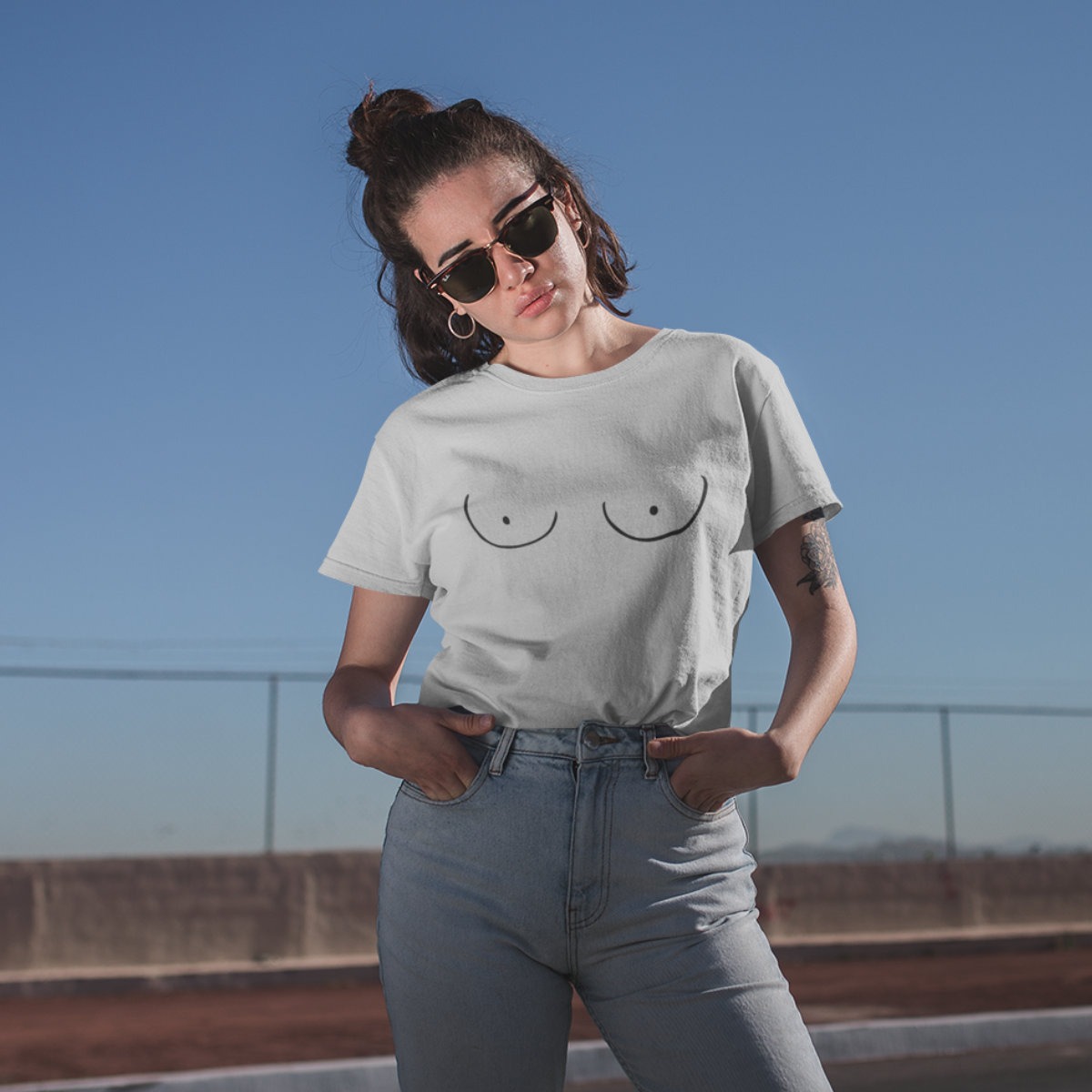 Šedý melír tričko Prsa (UNISEX tričko)