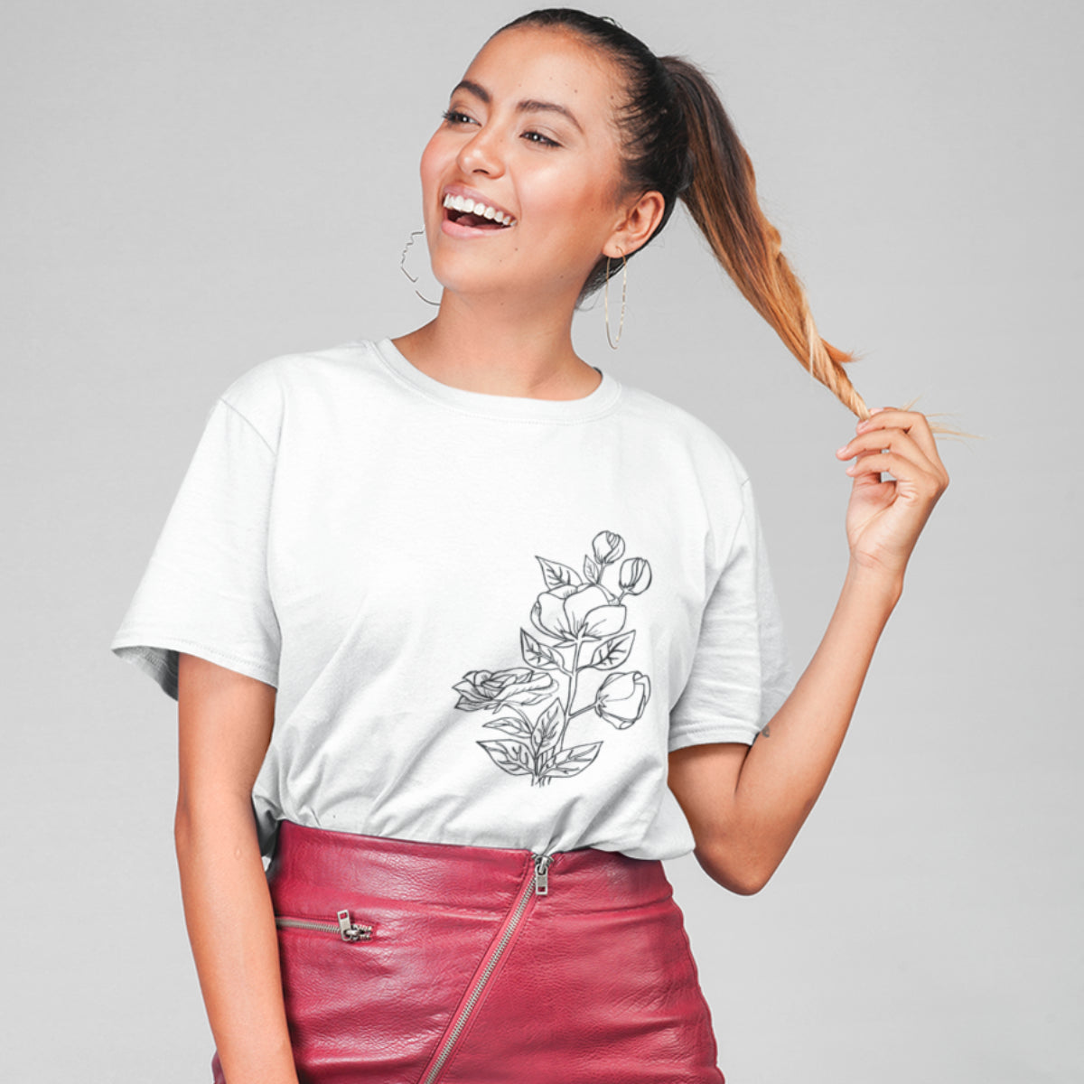 Bílé tričko Větvička růže (UNISEX tričko)