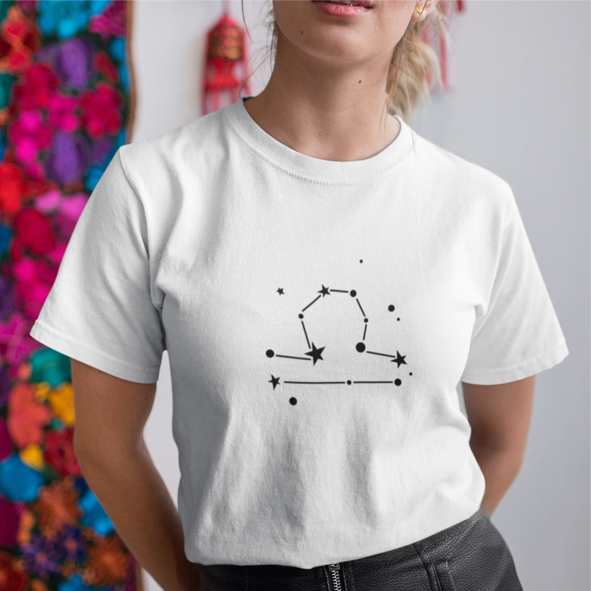Bílé UNISEX tričko Zodiac Libra