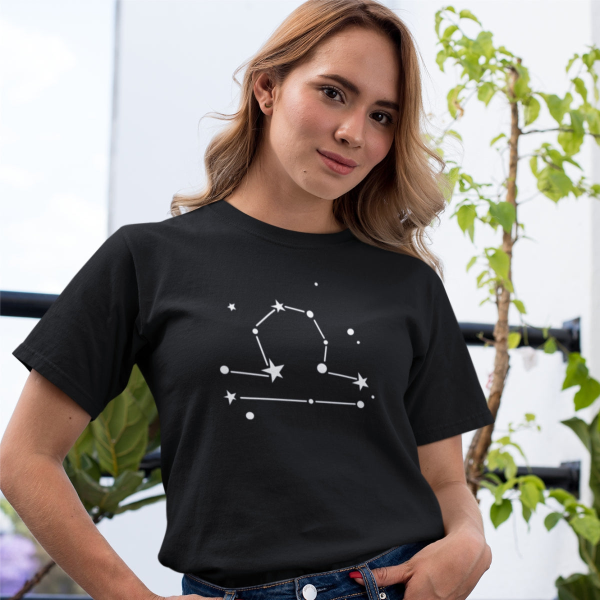 Černé UNISEX tričko Zodiac Libra