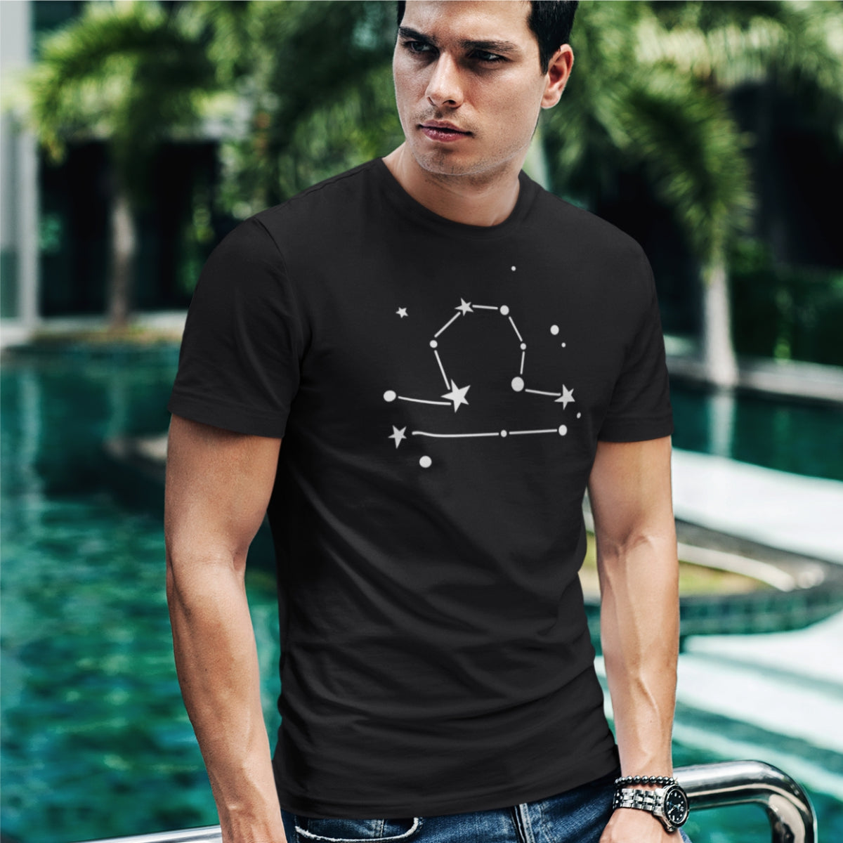 Černé UNISEX tričko Zodiac Libra