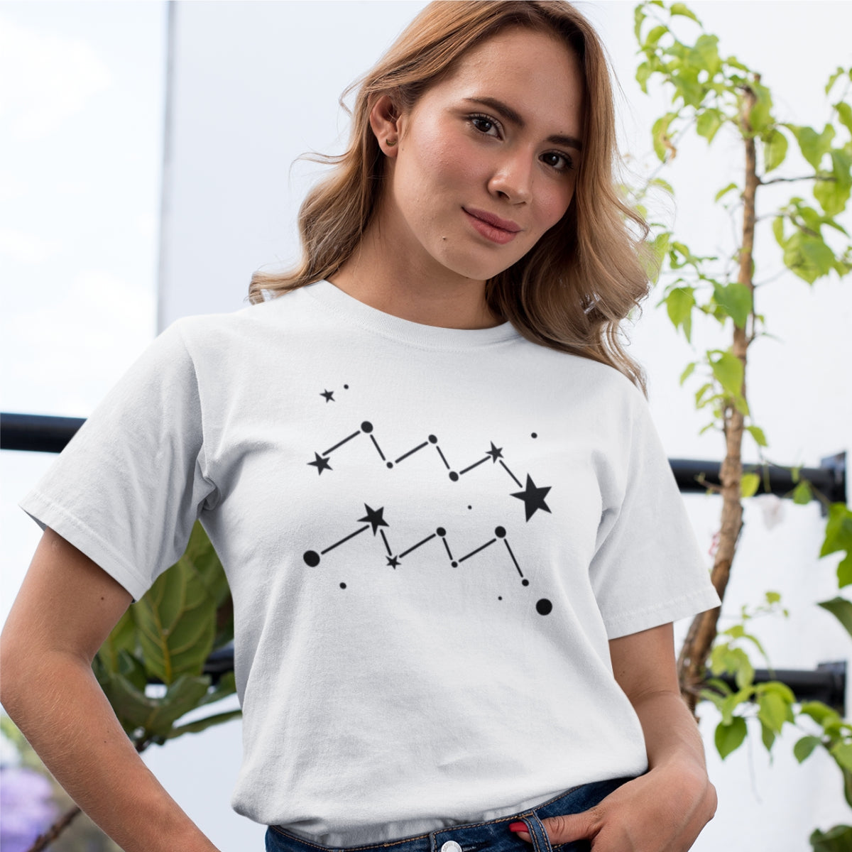 Bílé UNISEX tričko Zodiac Aquarius