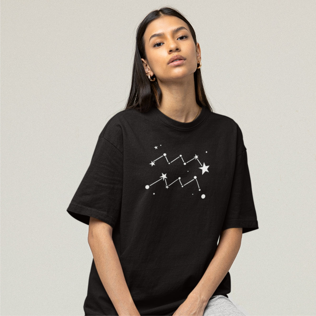 Černé UNISEX tričko Zodiac Aquarius