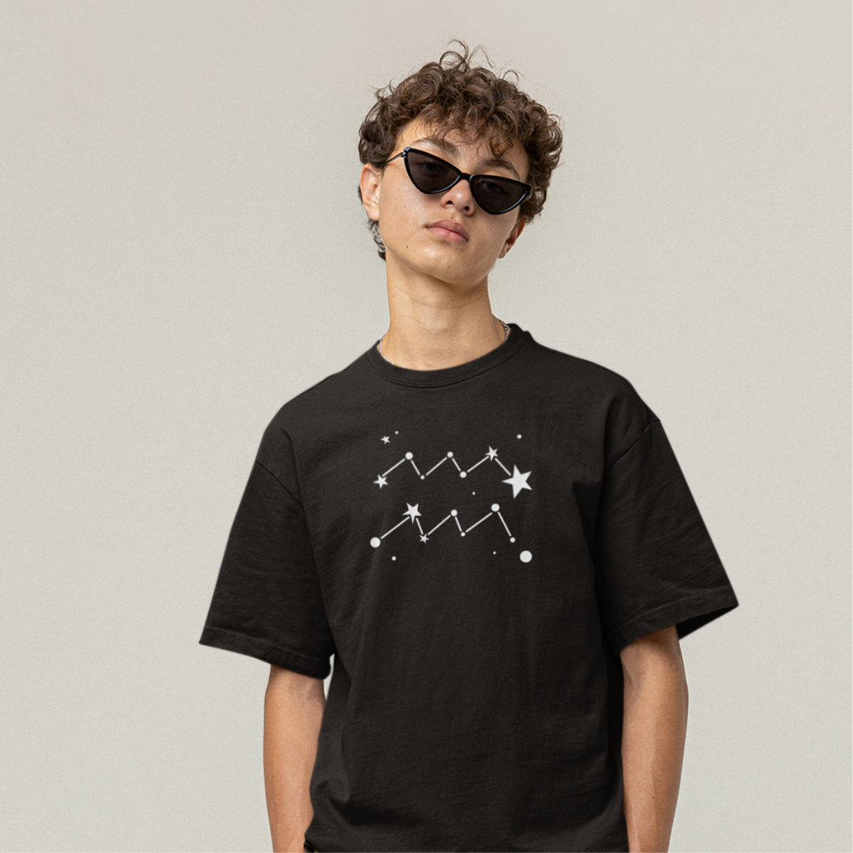 Černé UNISEX tričko Zodiac Aquarius