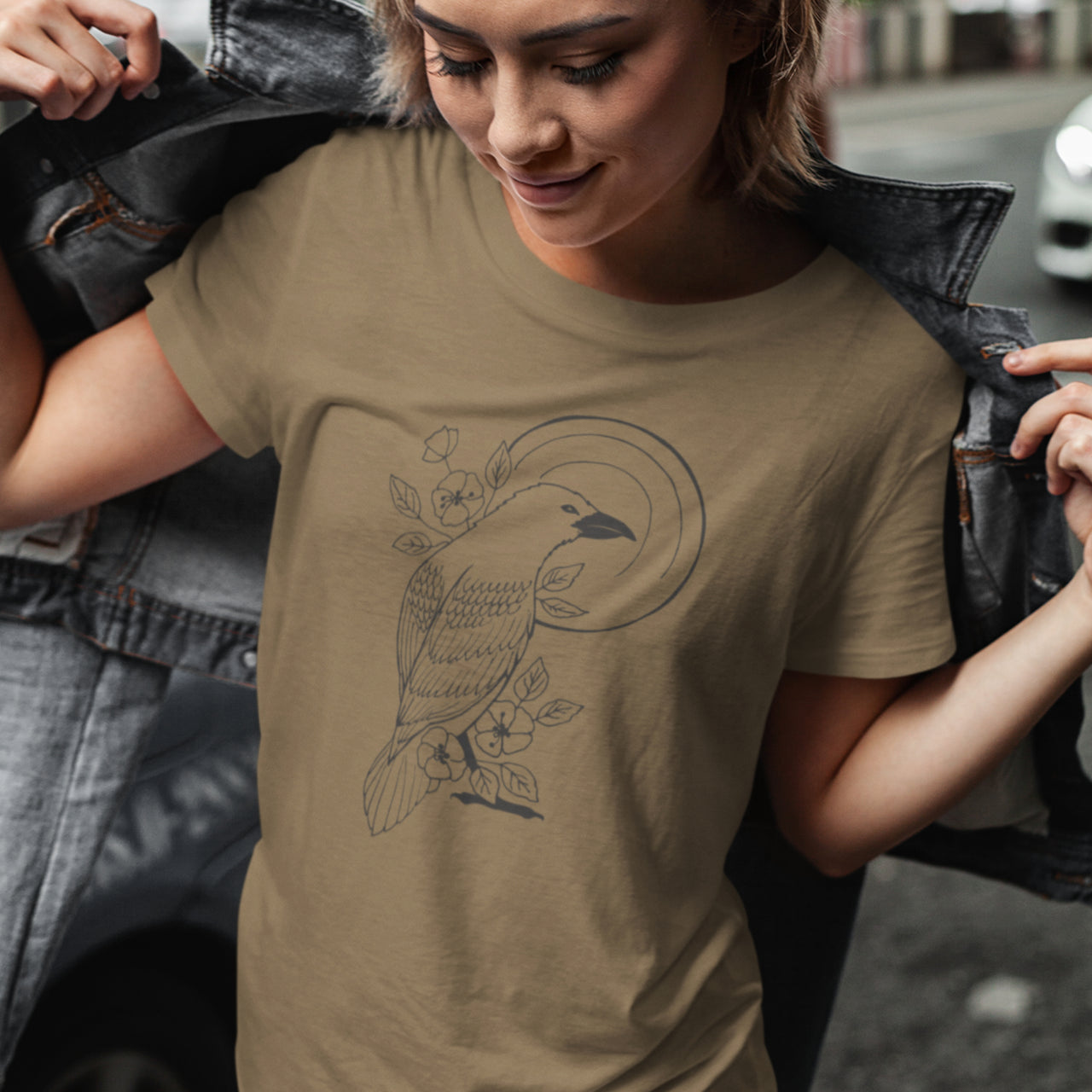 Khaki tričko Vrána (UNISEX tričko)