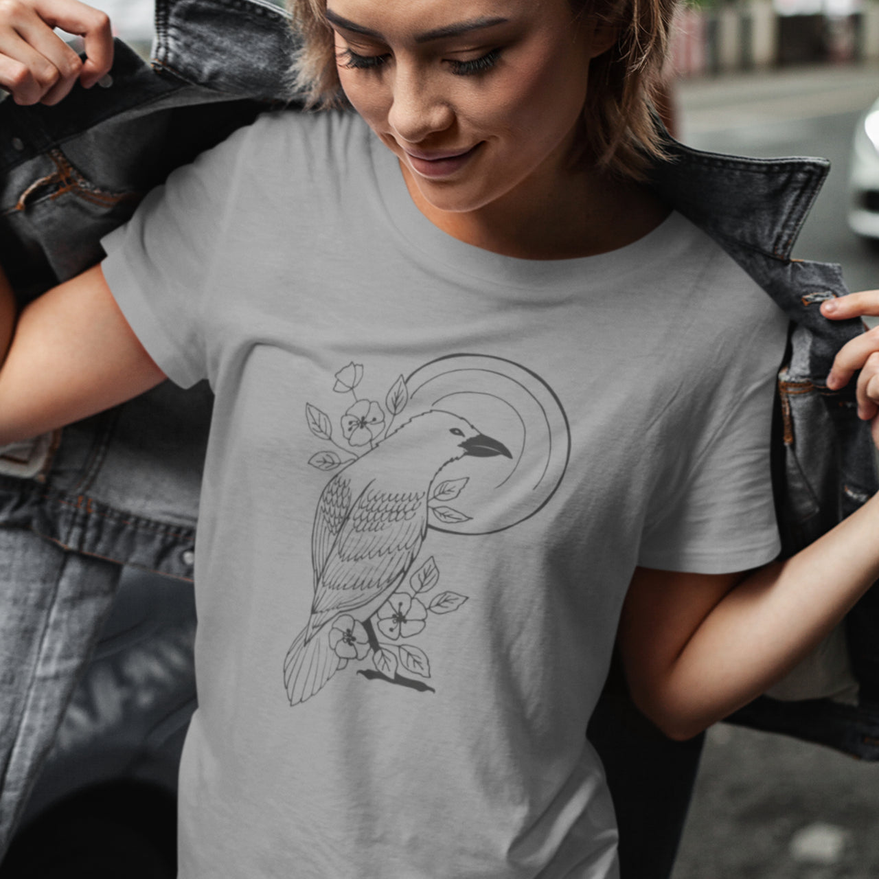 Šedý melír tričko Vrána (UNISEX tričko)