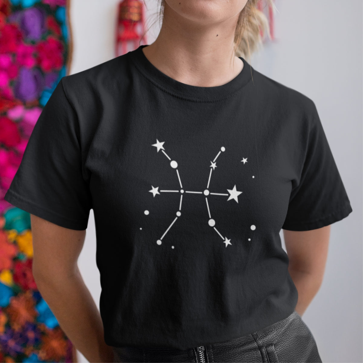 Černé UNISEX tričko Zodiac Pisces